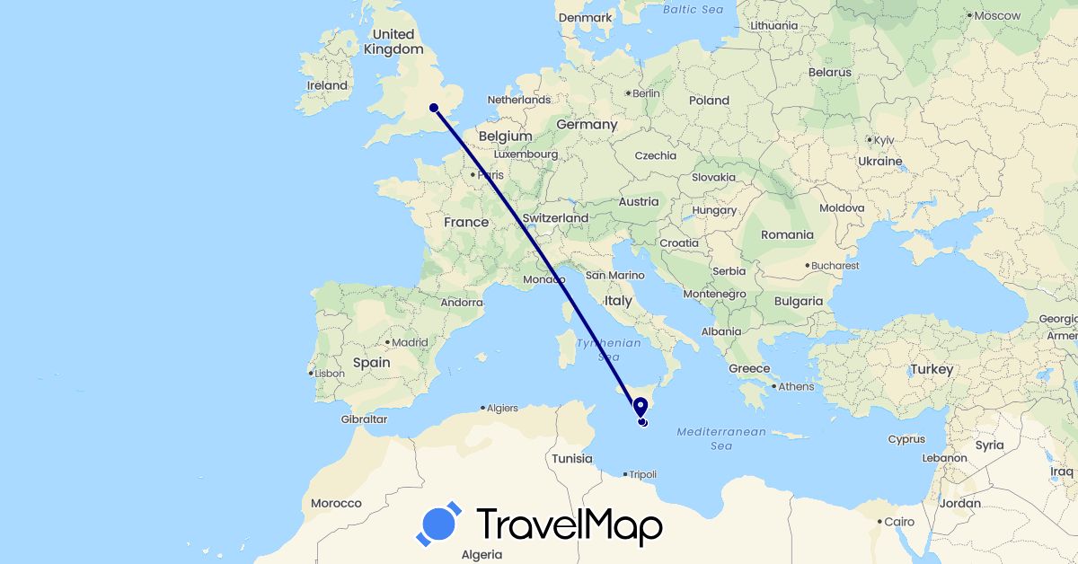 TravelMap itinerary: driving in United Kingdom, Malta (Europe)